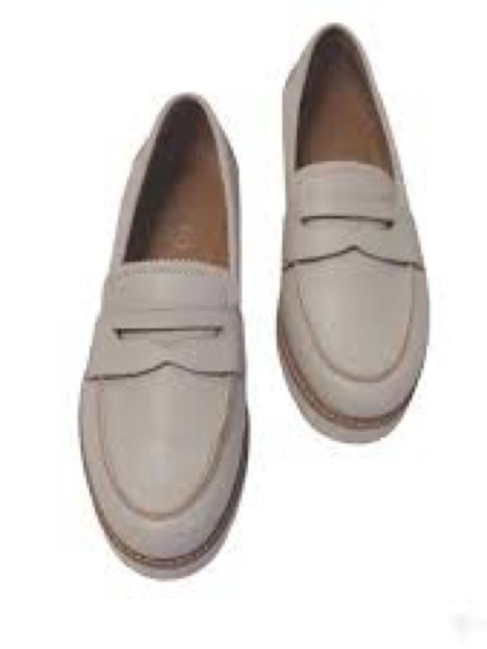 Franco Sarto Cedra Beige Leather Penny Loafers Lug Sole‎ Platform Sz 8.5 M